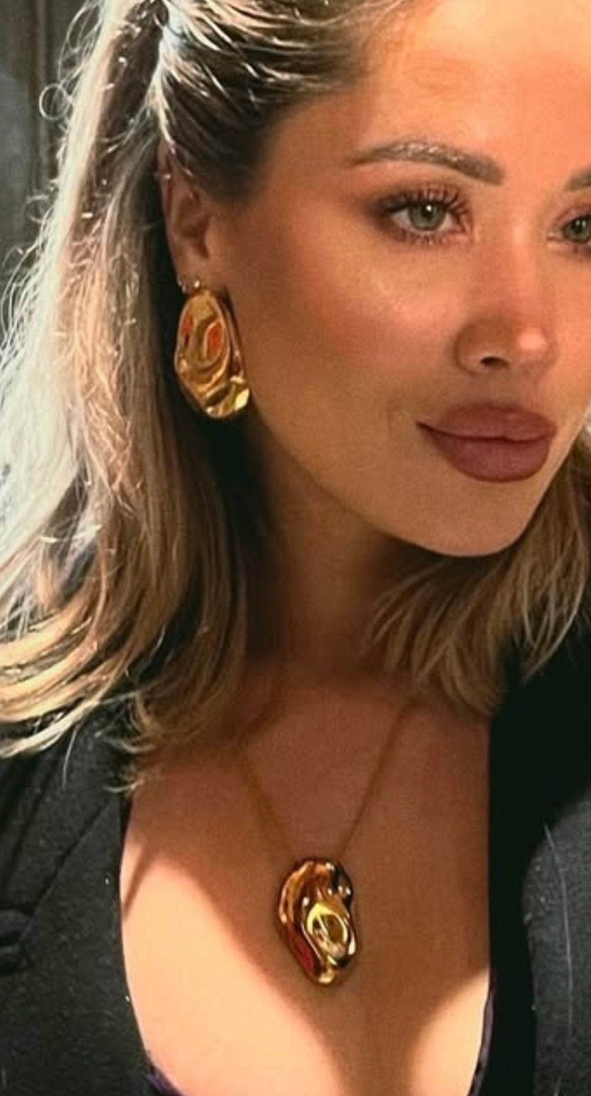 Concave Statement Pendant Necklace